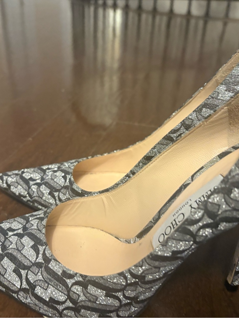 Jimmy Choo Gray Patterned Pointed Toe Pumps - Picture 4 of 8